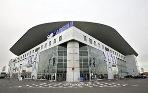 Vista exterior del modernsimo SAP Arena de Mannheim. (Foto: AFP)