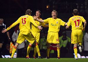 Los jugadores del Liverpool celebran un gol. (Foto: AFP)