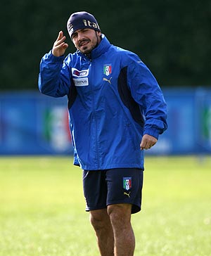 Gennaro Gattuso, durante un entrenamiento de la selección italiana. (Foto: AFP)