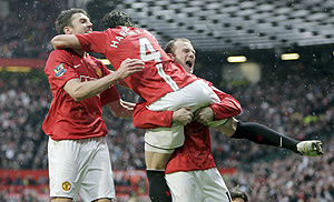 Los jugadores del Manchester celebran un gol. (Foto: EFE)