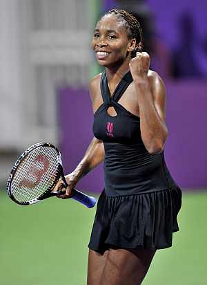 Venus Williams celebra su victoria sobre Jankovic en Doha. (Foto: EFE)