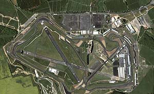Vista area del circuito de Silverstone.