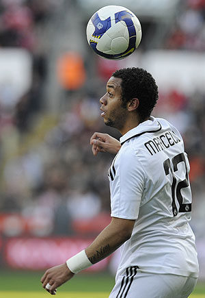 Marcelo, durante un partido con el Madrid. (AP)