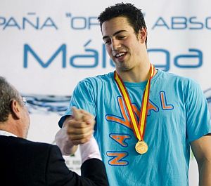 Rafa Muoz, en el podio de Mlaga. (Foto: EFE)