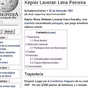 La página modificada en la 'Wikipedia'.