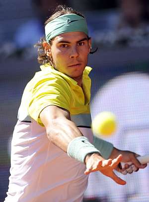 Rafa Nadal, durante un partido en el Masters 1000 de Madrid. (Foto: AFP)