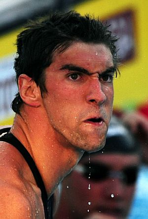 Phelps, tras los 100 m. mariposa. (Foto. AFP)