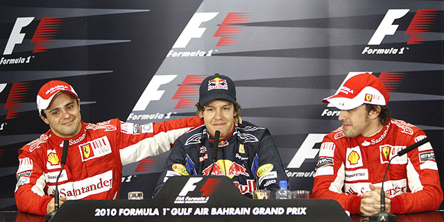 De izda a dcha: Massa, Vettel y Alonso. | Reuters