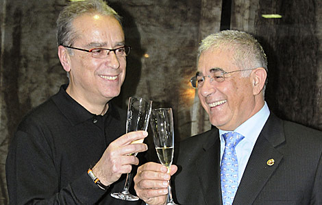 Pere Alcober (i), y Manuel Blasco, en el acto de presentacin de las candidaturas olmpicas de sus ciudades. | Alfredo Merino