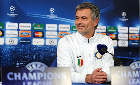 Jose Mourinho, durante la rueda de prensa previa al Inter-Barça. | Afp