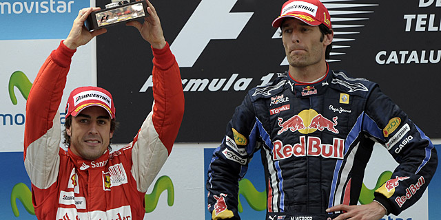 Alonso, en el podio junto a Webber. (Foto: Ap)