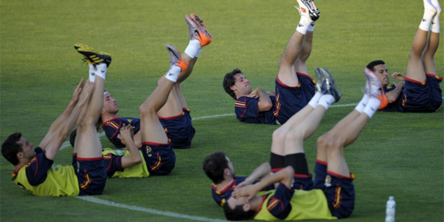 Los jugadores de la seleccin se entrenan en su primer da de concentracin. Foto: AFP