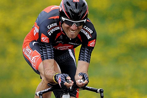 Valverde, el pasado abril, durante una contrarreloj en la Vuelta a Romanda. (Foto: Afp)