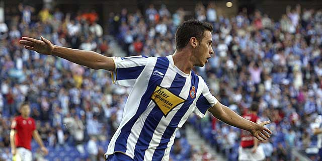lvaro Vzquez celebra el gol de la victoria del Espanyol. | Efe