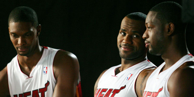Bosh, Lebron James y Wade, las estrellas de los Heat. | AFP