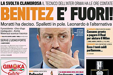 Portada del lunes en 'La Gazzetta dello Sport'. [Resumen de prensa]