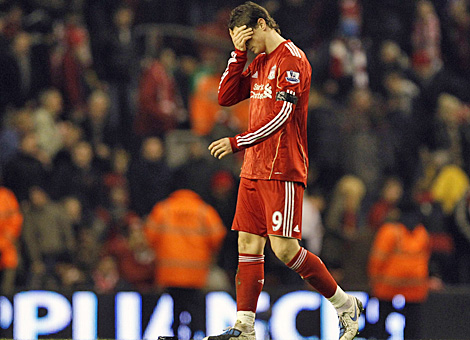 Fernando Torres, el mircoles en Anfield, donde el Liverpool perdi con los Wolves. | Reuters