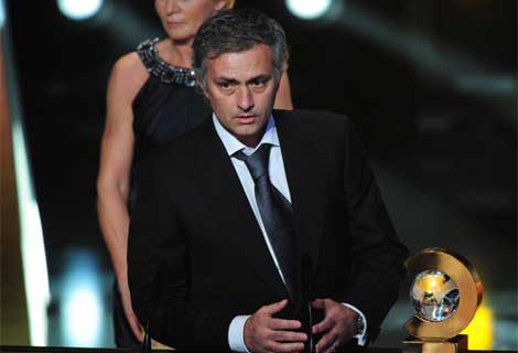 Jos Mourinho, durante la entrega del Premio FIFA al entrenador del ao. | Afp