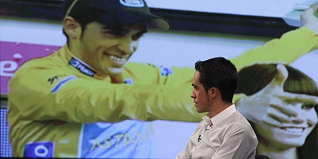 Alberto Contador, durante la entrevista en Veo7.