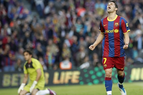Villa, tras marcar el primer gol del partido. (Foto: Reuters)