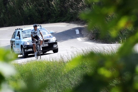 Contador, durante el ascenso al Galibier. | Afp