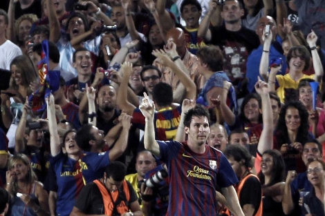 Leo Messi celebra el gol de la victoria. | EFE