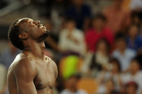 Usain Bolt, tras su eliminacin en Daegu. (EFE)