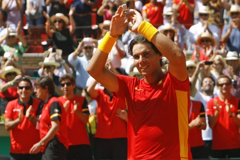 Rafa Nadal celebra su victoria sobre Tsonga. | Madero Cubero