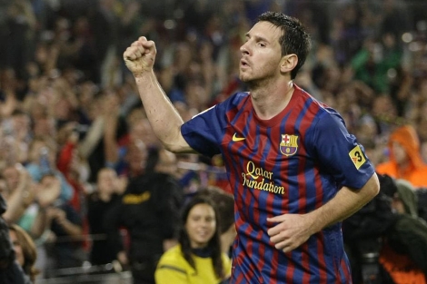 Messi celebra uno de los goles. | Reuters