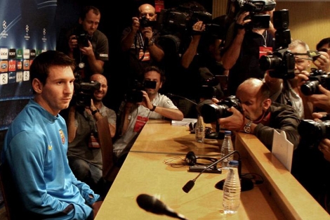 Messi, en rueda de prensa. (EFE)