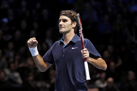 Federer celebra su victoria ante Ferrer. | Efe