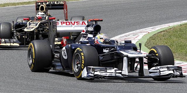 Pastor Maldonado, en acción durante la carrera. (AFP)