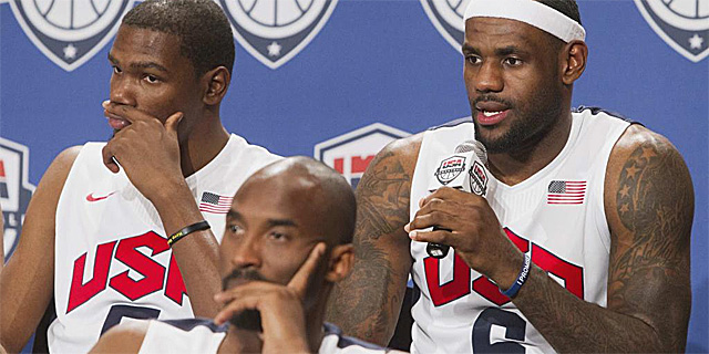 Durant, Bryant y james, en la presentacin del equipo de EEUU. | Reuters