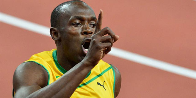 Usain Bolt, tras su victoria en los 100 metros de Londres. (REUTERS)