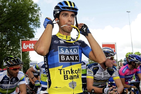 El ciclista espaol del equipo Saxo Bank, Alberto Contador, durante el Eneco Tour . | EFE