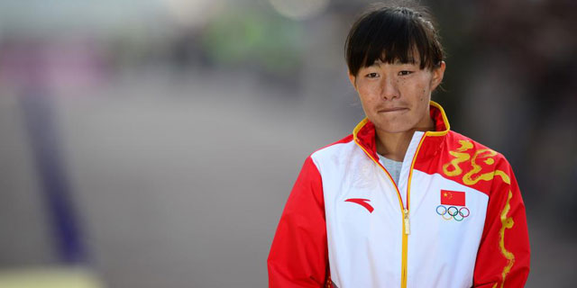 La atleta tras ganar su medalla.| Afp