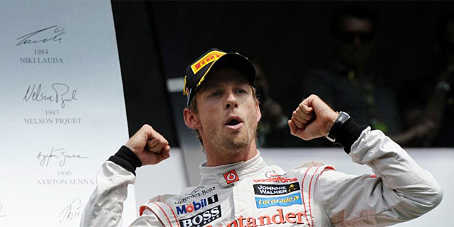 Button celebra su victoria en Spa. | Afp
