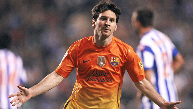 Messi celebra uno de sus goles al Deportivo de la Corua | AFP