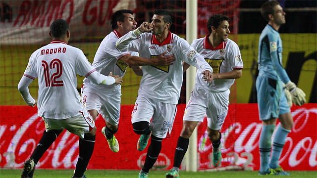 Jos Antonio Reyes celebra uno de sus goles al Sevilla | REUTERS