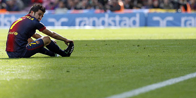 David Villa, en el ltimo partido de Liga disputado en el Camp Nou. (REUTERS)