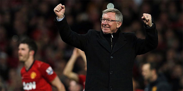 Alex Ferguson celebra el ttulo sellado ante el Aston Villa. | Reuters