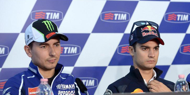 Lorezno y Pedrosa en la conferencia de prensa con motivo del GP de Italia. | Efe
