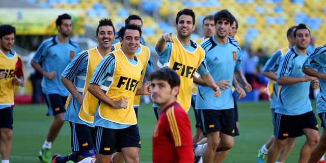 Los jugadores espaoles se entrenan en Maracan. | EFE