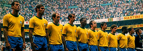 Los once titulares de Brasil en la final del Mundial de 1970.