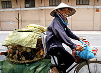 Una mujer vietnamita transporta pollos en su bici. (Foto: Kham | Reuters)