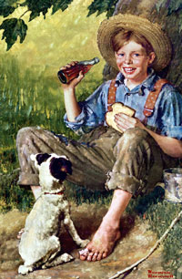 'El niño descalzo', ilustración de Rockwell basada en un poema de John Greenleaf Whittier. (Foto: AP - COCA COLA)