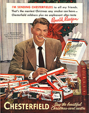 Ronald Reagan en un anuncio de la marca de tabaco Chesterfield. (Foto: ‘British Medical Journal)