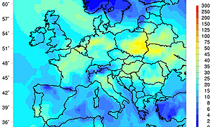 Uno de los mapas sobre niveles de contaminacin de esta misma semana (Foto: Prev'air)