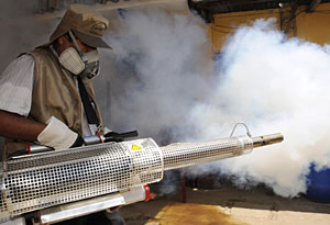 Fumigación contra el mosquito que transmite el dengue. (Foto: Presidencia boliviana | Reuters)