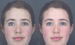 La cara de la derecha parece más saludable por su color. (Foto: Perceptionlab.com, Universidad de St Andrews)